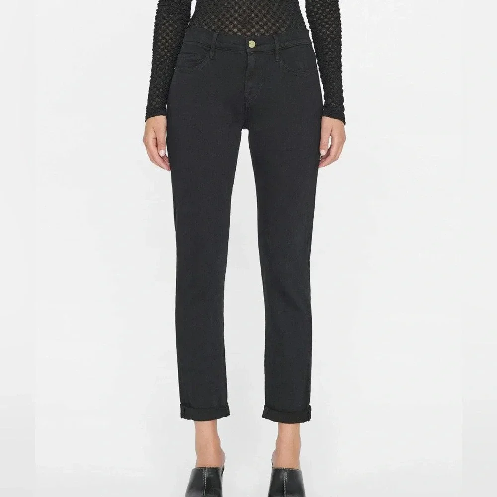Frame Le Garcon Boyfriend Relaxed Fit Jeans in Noir - Size 31